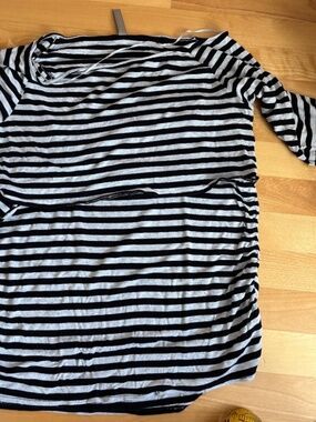 Nursing Top - Thyme Maternity Striped 3/4 Sleeve Nursing Top - XL